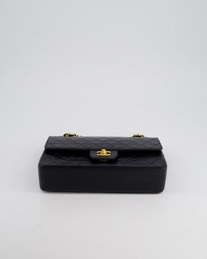 Chanel Vintage Black Medium Classic Double Flap Bag in Lambskin Leather with 24K Gold Hardware