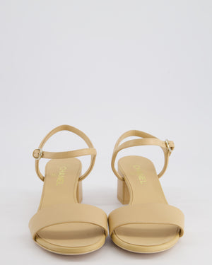 Chanel Beige Sandals with CHANEL Gold Logo Size EU 41