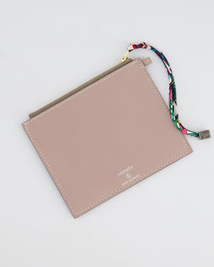 Hermès Petit H Coin Purse in Cactus and Cognac Epsom and Togo Leather with Printed Silk Detail RRP £650