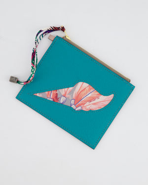 Hermès Petit H Coin Purse in Cactus and Cognac Epsom and Togo Leather with Printed Silk Detail RRP £650