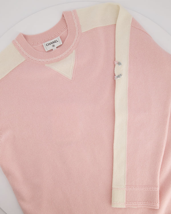 Chanel 24/C Pink Long Line Jumper with CC Arm Sequin Detail Size FR 36 (UK 8) RRP £3100