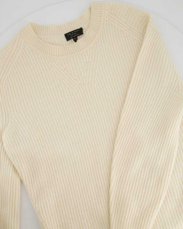 Rag & Bone Cream Round Neck Long-Line Knitted Jumper Size S (UK 8)