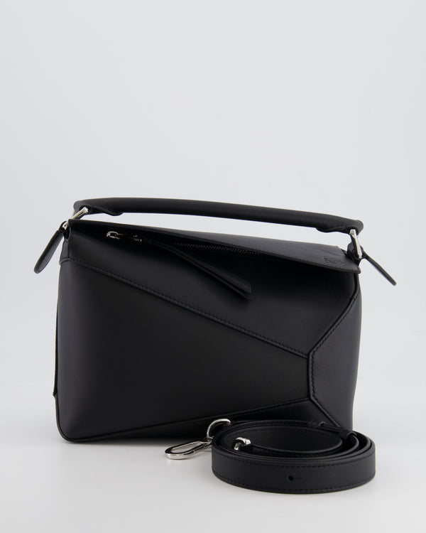 Loewe Black Small Puzzle Edge Bag in Smooth Calfskin Leather with Silver Hardware RRP £2,700