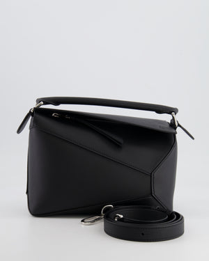 Loewe Black Small Puzzle Edge Bag in Smooth Calfskin Leather with Silver Hardware RRP £2,700.