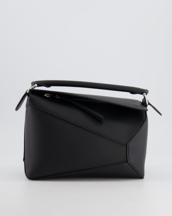 Loewe Black Small Puzzle Edge Bag in Smooth Calfskin Leather with Silver Hardware RRP £2,700