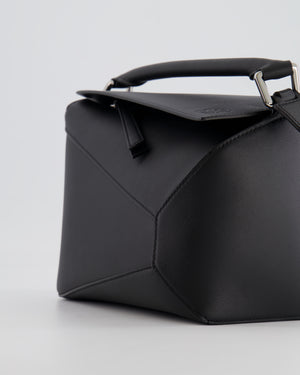 Loewe Black Small Puzzle Edge Bag in Smooth Calfskin Leather with Silver Hardware RRP £2,700.