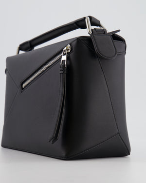 Loewe Black Small Puzzle Edge Bag in Smooth Calfskin Leather with Silver Hardware RRP £2,700.
