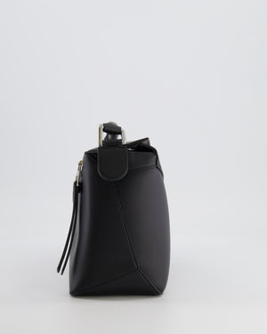 Loewe Black Small Puzzle Edge Bag in Smooth Calfskin Leather with Silver Hardware RRP £2,700.