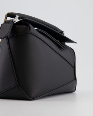 Loewe Black Small Puzzle Edge Bag in Smooth Calfskin Leather with Silver Hardware RRP £2,700.