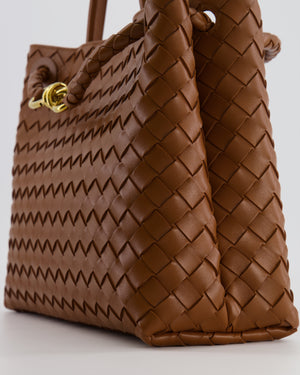 Bottega Veneta Medium Andiamo Bag in Cognac Intrecciato Leather with Gold Hardware RRP £4,030
