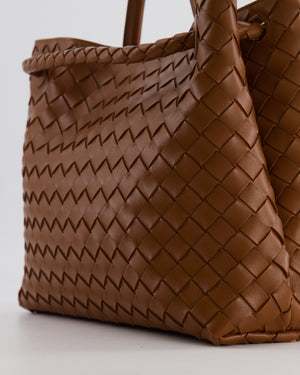 Bottega Veneta Medium Andiamo Bag in Cognac Intrecciato Leather with Gold Hardware RRP £4,030