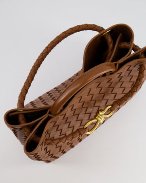 Bottega Veneta Medium Andiamo Bag in Cognac Intrecciato Leather with Gold Hardware RRP £4,030