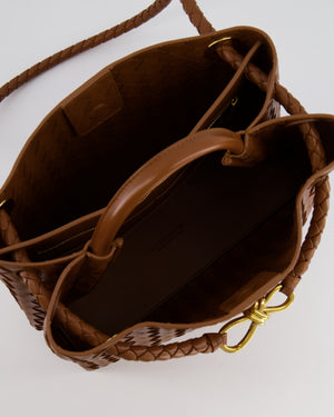 Bottega Veneta Medium Andiamo Bag in Cognac Intrecciato Leather with Gold Hardware RRP £4,030