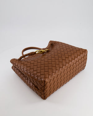 Bottega Veneta Medium Andiamo Bag in Cognac Intrecciato Leather with Gold Hardware RRP £4,030
