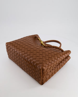 Bottega Veneta Medium Andiamo Bag in Cognac Intrecciato Leather with Gold Hardware RRP £4,030