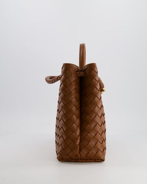 Bottega Veneta Medium Andiamo Bag in Cognac Intrecciato Leather with Gold Hardware RRP £4,030