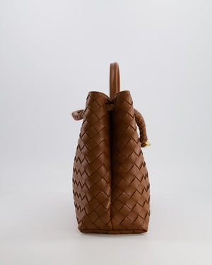 Bottega Veneta Medium Andiamo Bag in Cognac Intrecciato Leather with Gold Hardware RRP £4,030
