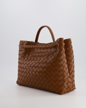 Bottega Veneta Medium Andiamo Bag in Cognac Intrecciato Leather with Gold Hardware RRP £4,030