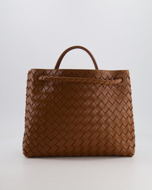 Bottega Veneta Medium Andiamo Bag in Cognac Intrecciato Leather with Gold Hardware RRP £4,030