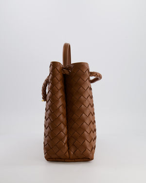 Bottega Veneta Medium Andiamo Bag in Cognac Intrecciato Leather with Gold Hardware RRP £4,030