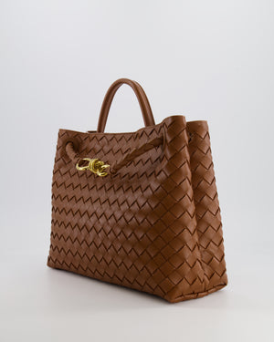 Bottega Veneta Medium Andiamo Bag in Cognac Intrecciato Leather with Gold Hardware RRP £4,030