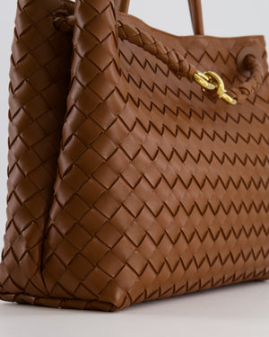 Bottega Veneta Medium Andiamo Bag in Cognac Intrecciato Leather with Gold Hardware RRP £4,030