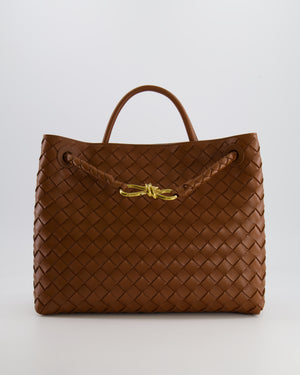 Bottega Veneta Medium Andiamo Bag in Cognac Intrecciato Leather with Gold Hardware RRP £4,030