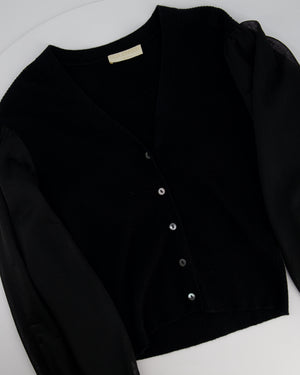 Ulla Johnson Black Knitted Cardigan with Ballooned Sleeve Size UK 8