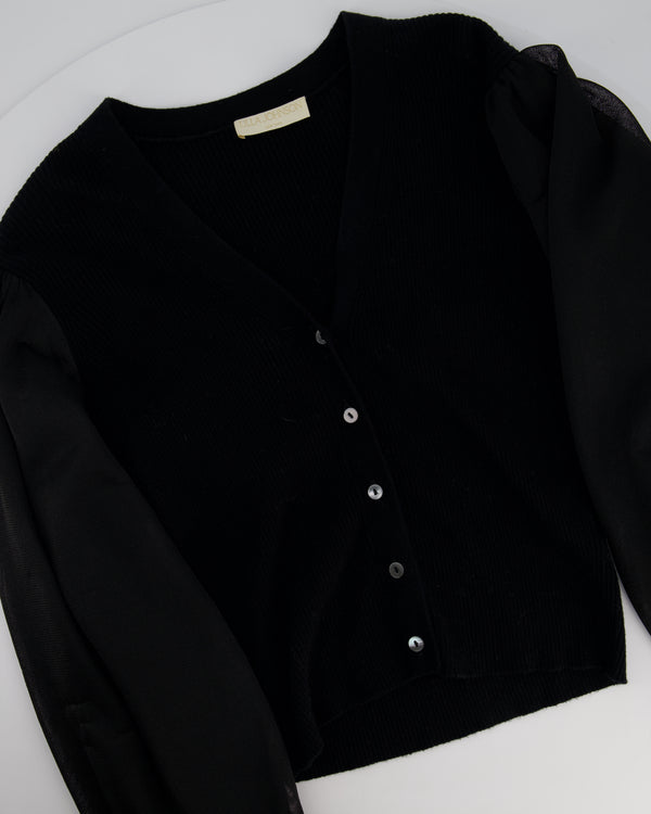 Ulla Johnson Black Knitted Cardigan with Ballooned Sleeve Size UK 8