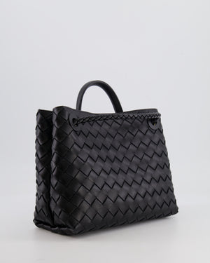 Bottega Veneta Black Small Andiamo Intrecciato Leather Top Handle Bag with Sliding Cross-Body and Gold Knot Hardware RRP £3,410