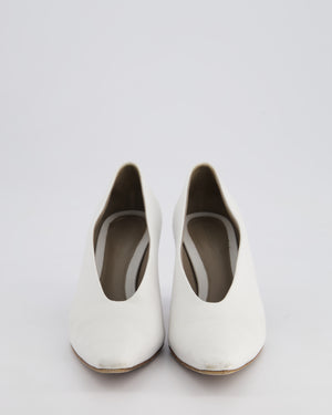 Bottega Veneta White High-Cut Almond Leather Heel Pumps Size EU 38
