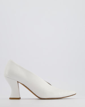 Bottega Veneta White High-Cut Almond Leather Heel Pumps Size EU 38