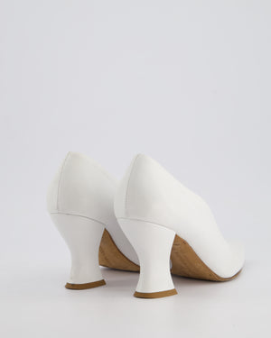 Bottega Veneta White High-Cut Almond Leather Heel Pumps Size EU 38
