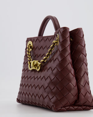 Bottega Veneta Barolo Small Andiamo Chain Intrecciato Leather Top Handle Bag with Sliding Cross-Body and Gold Knot and Chain Hardware RRP £3,670