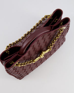 Bottega Veneta Barolo Small Andiamo Chain Intrecciato Leather Top Handle Bag with Sliding Cross-Body and Gold Knot and Chain Hardware RRP £3,670