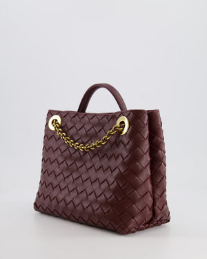 Bottega Veneta Barolo Small Andiamo Chain Intrecciato Leather Top Handle Bag with Sliding Cross-Body and Gold Knot and Chain Hardware RRP £3,670