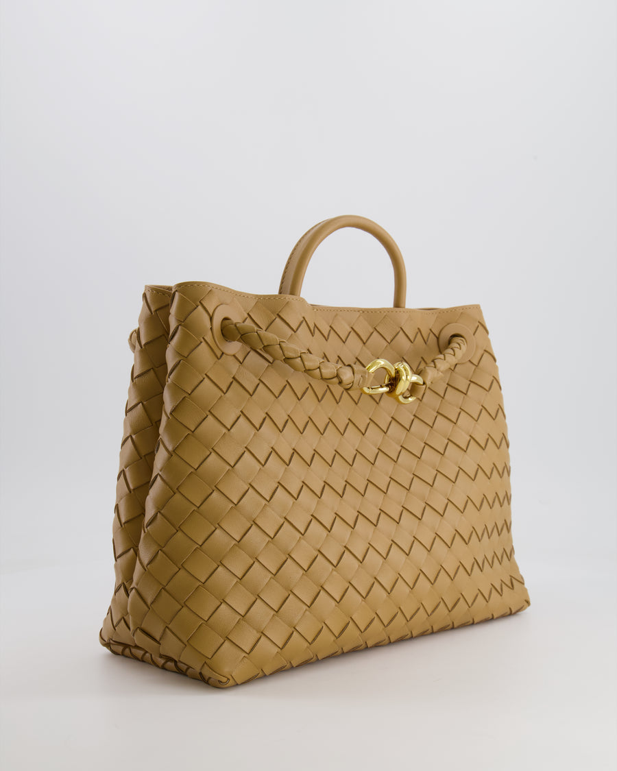 Bottega Veneta Medium Andiamo Bag in Praline Intrecciato Leather with Gold Hardware RRP £4,030