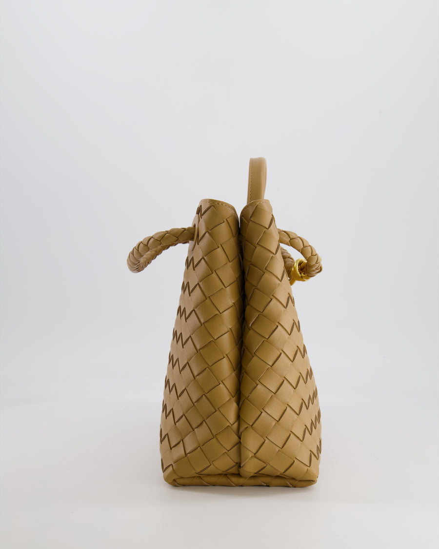 Bottega Veneta Medium Andiamo Bag in Praline Intrecciato Leather with Gold Hardware RRP £4,030
