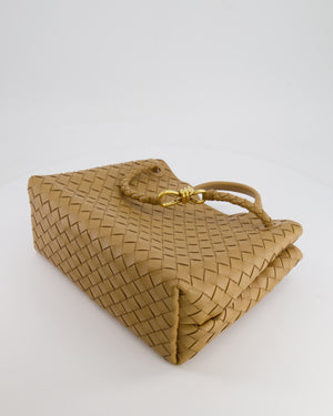 Bottega Veneta Medium Andiamo Bag in Praline Intrecciato Leather with Gold Hardware RRP £4,030