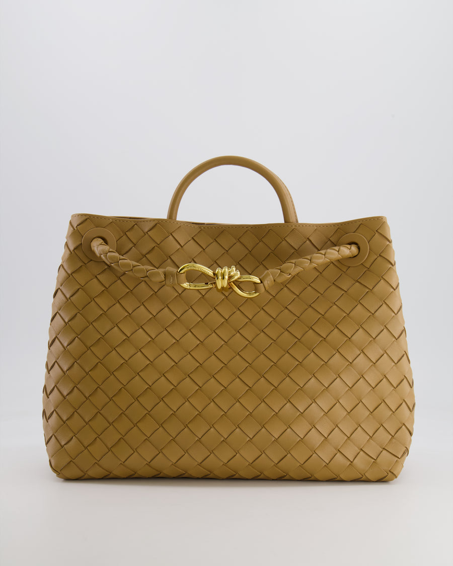 Bottega Veneta Medium Andiamo Bag in Praline Intrecciato Leather with Gold Hardware RRP £4,030