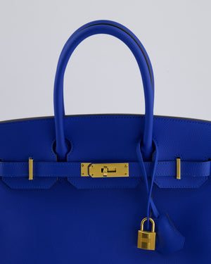 Hermes Birkin 30cm Retourne Bag in Bleu France Epsom Leather With Gold Hardware
