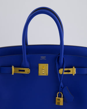 Hermes Birkin 30cm Retourne Bag in Bleu France Epsom Leather With Gold Hardware