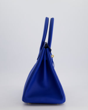 Hermes Birkin 30cm Retourne Bag in Bleu France Epsom Leather With Gold Hardware
