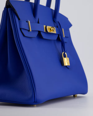 Hermes Birkin 30cm Retourne Bag in Bleu France Epsom Leather With Gold Hardware