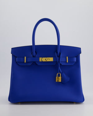 Hermes Birkin 30cm Retourne Bag in Bleu France Epsom Leather With Gold Hardware