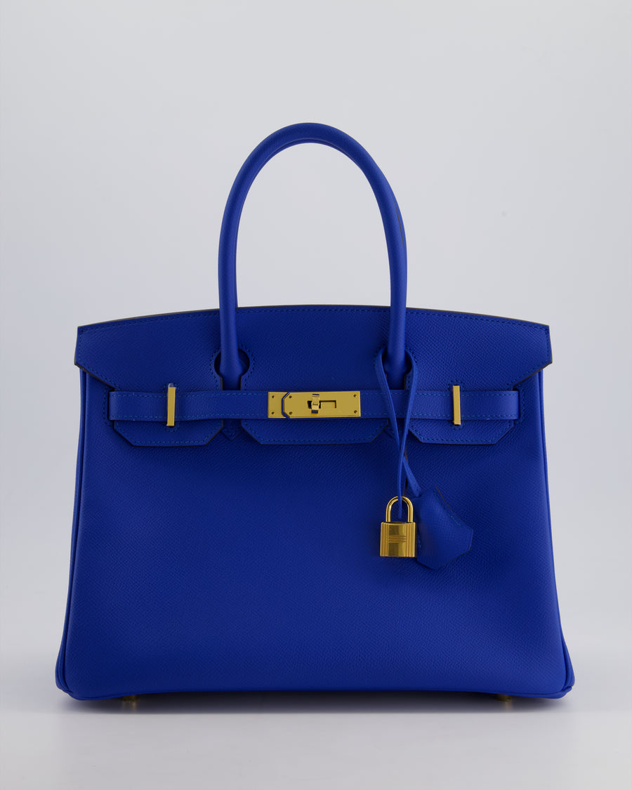 Hermes Birkin 30cm Retourne Bag in Bleu France Epsom Leather With Gold Hardware