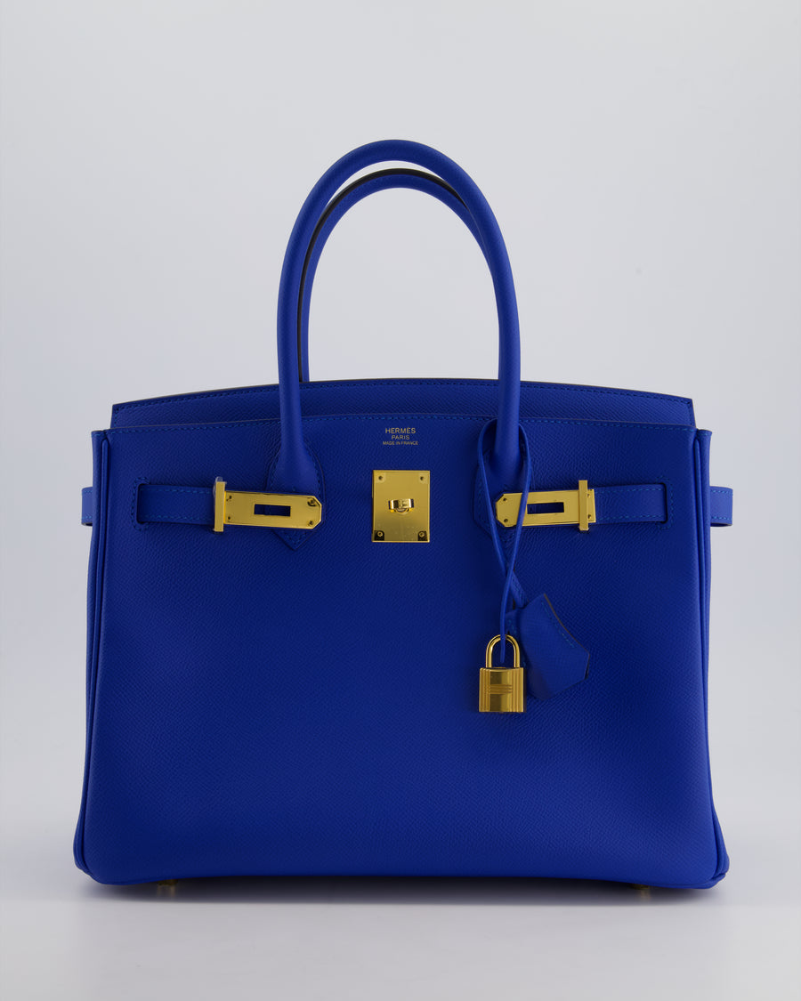 Hermes Birkin 30cm Retourne Bag in Bleu France Epsom Leather With Gold Hardware