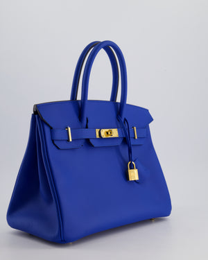 Hermes Birkin 30cm Retourne Bag in Bleu France Epsom Leather With Gold Hardware