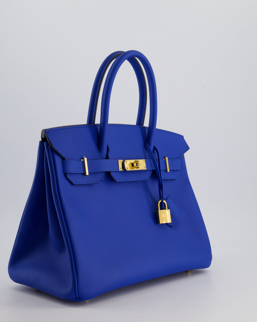 Hermes Birkin 30cm Retourne Bag in Bleu France Epsom Leather With Gold Hardware