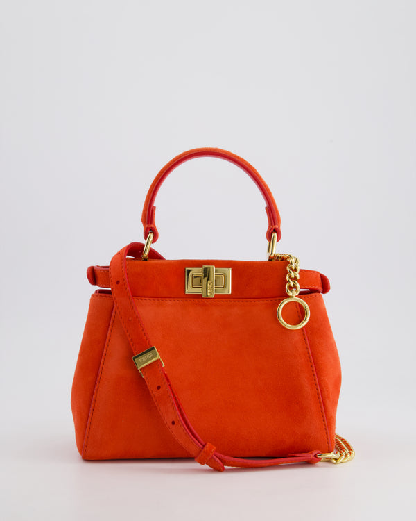 *FIRE PRICE* Fendi Burnt Orange Mini Peekaboo Bag in Suede Leather with Gold Hardware